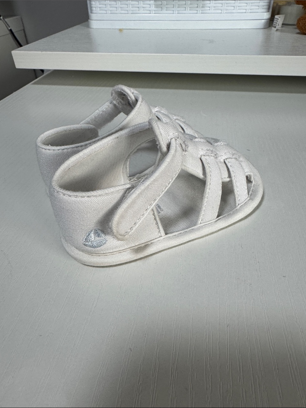 Mayoral White Canvas Baby Walker Sandals